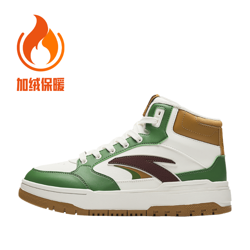 安踏982丨高帮加绒棉鞋板鞋男秋季款保暖加厚休闲板鞋112448961