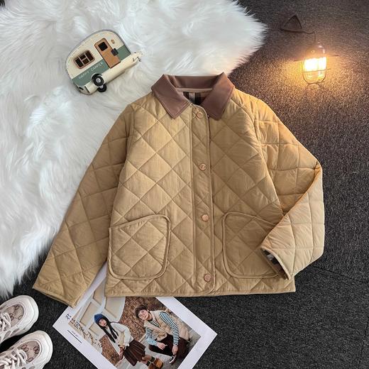 D110405新款卡其色拼接衣领儿童棉服外套女宝款 商品图11