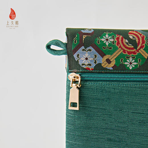 【上久楷 X 恭王府】宋锦手机包 彩画蝙蝠 墨绿XB3B085205001 商品图8