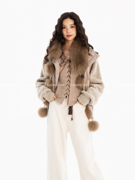 【门店同款】ENJOY冬季“游牧漫寻”针织拼接羽绒外套 167694841 商品图1