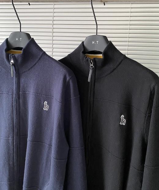 D110419秋冬新品男士上衣纯色长袖针织开衫拉链保暖外套 商品图2