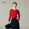 【商场同款】CNK4996“法式浪漫毛衫”  喜庆中国红 一字领展现颈部线条 袖口抽绳可自由调节造型状态 软糯亲肤 显瘦毛衣 商品缩略图8