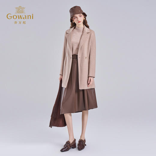 【100%绵羊毛】乔万尼气质系带优雅风西装领100%羊毛短款大衣外套EM4A508 商品图3