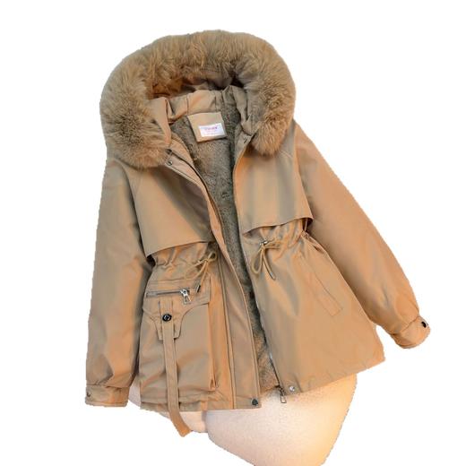 雀说派克服女新款大毛领女派克服时尚百搭加绒一体外套AL2212 商品图4