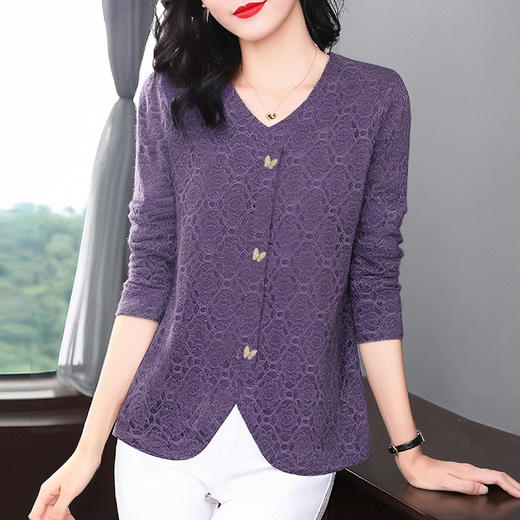 秋季长袖打底衫女士上衣秋装2026年新款大码女装时尚洋气蕾丝小衫 商品图0