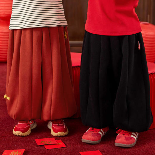 嘟嘟家儿童年装新中式男童长裤宽松女童灯笼裤年装男宝运动裤冬款T5DBN081 商品图1