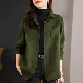 大码衬衫外套女装2026秋冬季新款宽松长袖波点衬衣洋气灯芯绒上衣
