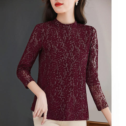 洋气蕾丝打底衫女秋冬2026新款宽松大码女装半高领上衣内搭可外穿 商品图1