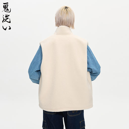 ONIARAI/鬼洗25秋冬新品女款花纹刺绣羊羔绒牛仔马甲 B340240 商品图2