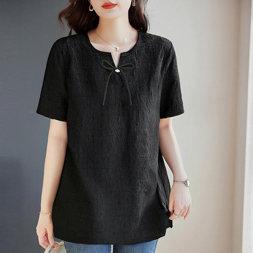 夏季黑色短袖t恤女2026年新款女装大码宽松显瘦上衣高端半袖体恤 商品图3