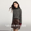 【11/5新品】熙世界肌柔纱磨毛黑白条纹打底衫女2025冬季新款长袖高领T恤上衣 商品缩略图3