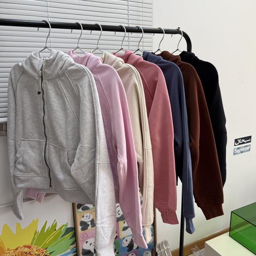 D110411女士超宽松款拉绒面料柔软亲肤拉链连帽衫外套 商品图4