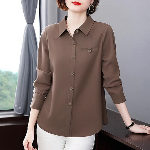 长袖复古衬衫女春秋中年妈妈气质小衫2026年新款大码宽松显瘦上衣 商品图0