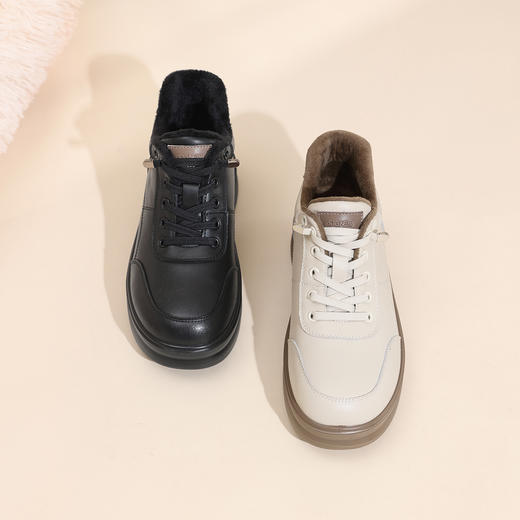 信诺2025冬季新款厚底加绒小白鞋软底休闲棉鞋纯色妈妈鞋5M653-16TD 商品图2