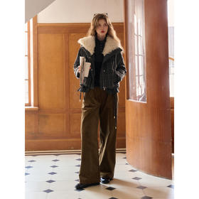 SimpleRetro90白鸭绒毛领短款格子羽绒服