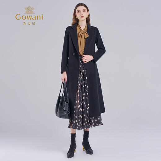 【羊绒】乔万尼精致职场简约收腰飒爽高级感保暖中长款羊毛呢大衣ES4A472 商品图3