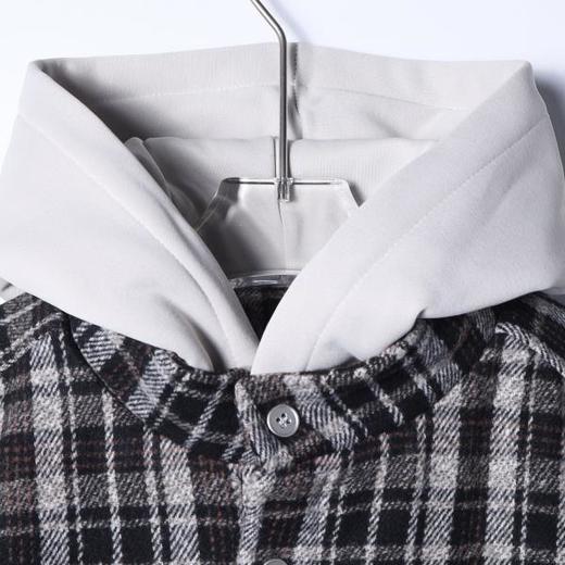 47176SDSA男士秋冬新款痞帅男装韩版拼接格纹纽扣连帽夹克外套百搭时尚 商品图2