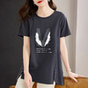 中长款t恤女2026新款夏季纯棉短袖上衣宽松加肥加大码半袖体恤衫 商品缩略图3