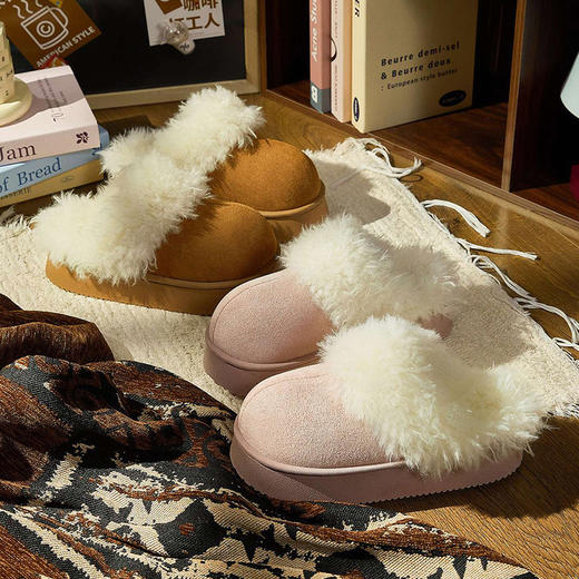 居家毛绒绒舒适柔软女款棉拖鞋-纪念日百货门店同款166994412 商品图0