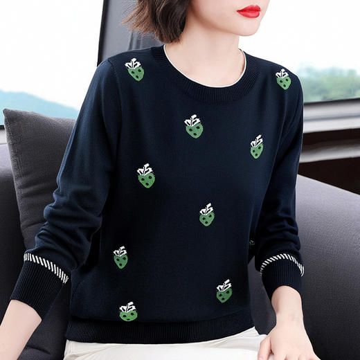 大码女士毛衣打底衫秋冬内搭2026新款爆款宽松圆领套头针织衫上衣 商品图1