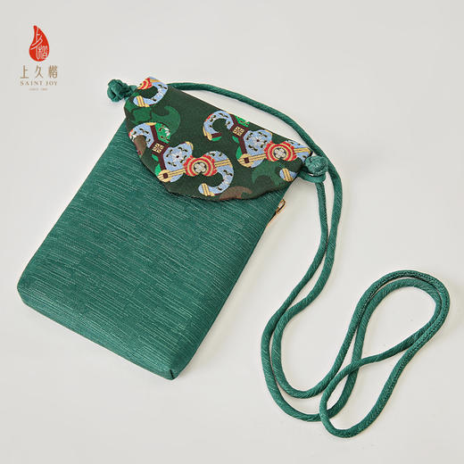 【上久楷 X 恭王府】宋锦手机包 彩画蝙蝠 墨绿XB3B085205001 商品图4