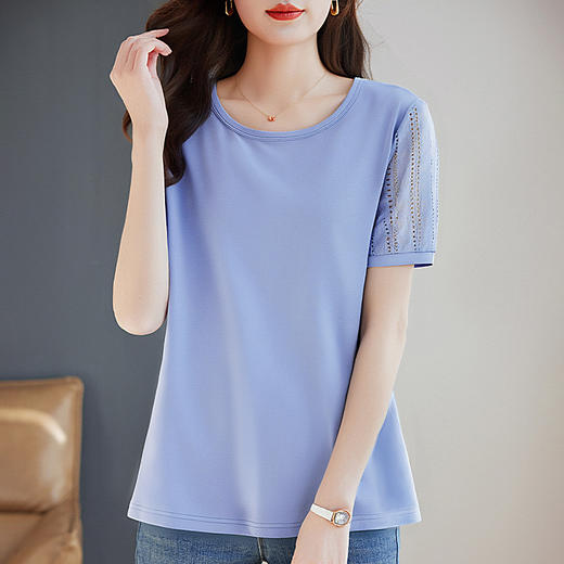 高端冰丝女士短袖t恤2026新款大码半袖女装宽松夏季纯棉上衣洋气 商品图3