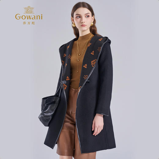 【绵羊毛】乔万尼连帽休闲重工国风设计感精致绵羊毛双面尼羊毛大衣ES4A447 商品图1