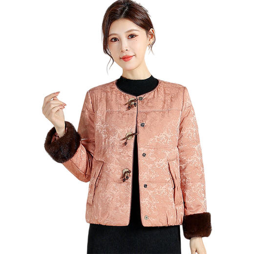 妈妈装洋气花色羊绒外套加厚绵，羊毛保暖上衣女装国风中式外套QYM-YIYI-CS25D111-Y 商品图4