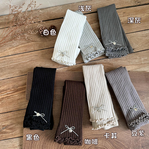 保暖加绒~儿童秋冬薄绒打底裤女童九分蝴蝶结磨毛打底裤花边宝宝保暖裤子80-135cm  商品图2