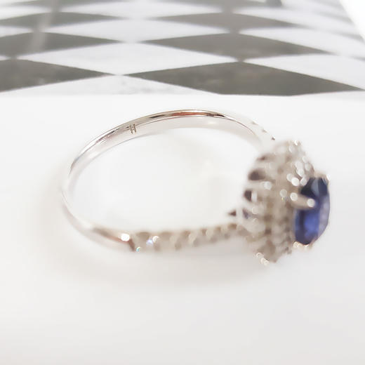 【天然正品】AU750精品白金镶钻镶天然蓝紫色1.04克拉变色蓝宝石戒指17.5号（戒圈可改）女士271025NJM13 商品图7