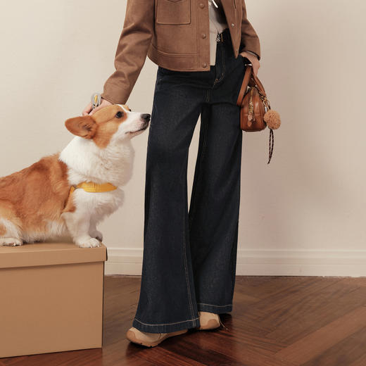 【商场同款】诗凡黎复古阔腿牛仔裤25秋新款丹宁弯刀裤3G9151701 商品图2