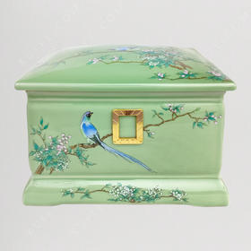 【艺德春】钢化瓷高档寿盒“福寿子孙”(方盒)景德镇瓷骨灰盒