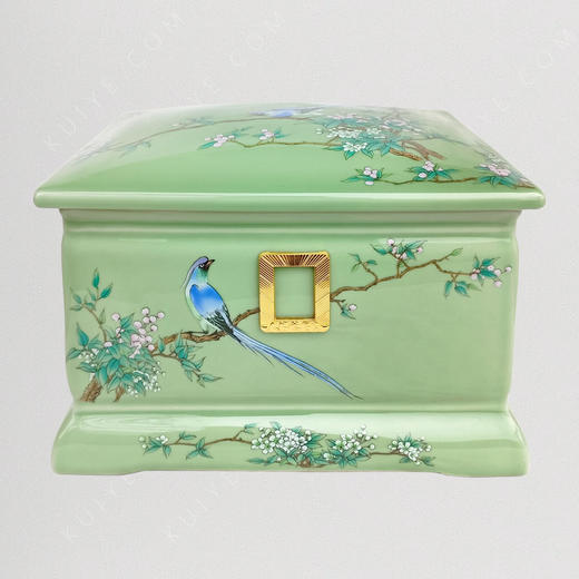 【艺德春】钢化瓷高档寿盒“福寿子孙”(方盒)景德镇瓷骨灰盒 商品图0