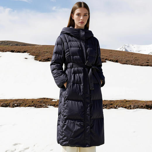 EITIE爱特爱加厚保暖长款收腰连帽鹅绒显瘦2025冬季新款羽绒服D2511909X 商品图4