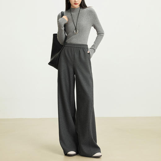 【11/5新品】熙世界【定毛呢裤】羊毛阔腿裤宽松直筒女士秋冬高腰香蕉卫裤子 商品图2