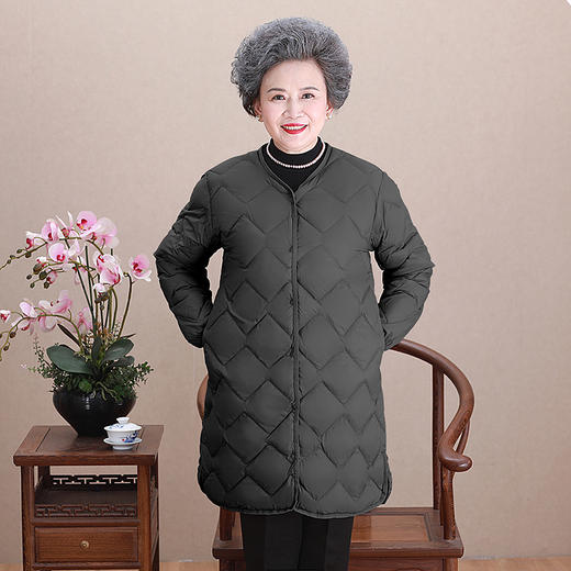 丁摩轻薄羽绒服中长款新款圆领长款韩版无领内胆AL 商品图0