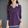 假两件长袖t恤女士2026新款秋季大码女装时尚洋气polo衫上衣外穿 商品缩略图2