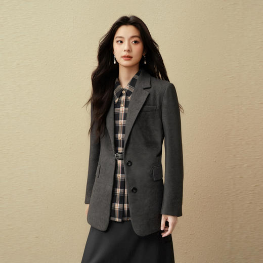 【商场同款】诗凡黎复古格纹衬衫2025秋新款棉感学院风3G9121281 商品图4