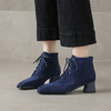 【预售5天】秋冬新款羊反皮方头舒适单靴系带显瘦切尔西短靴子女AJ&JL-878 商品缩略图3