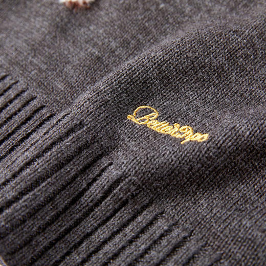 NPC潮牌【至臻羊毛胶囊】丝光澳毛绒嵌花圆领套头毛衣男NP5ASW04 商品图3