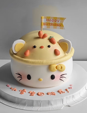 Kitty小鸡胡萝卜帽子可爱卡通蛋糕-低糖处理无添加