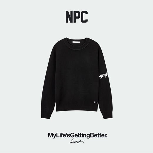 NPC潮牌复古袖子撞色千鸟格空气层针织毛衣3层空气层圆领NP5ASW03 商品图1