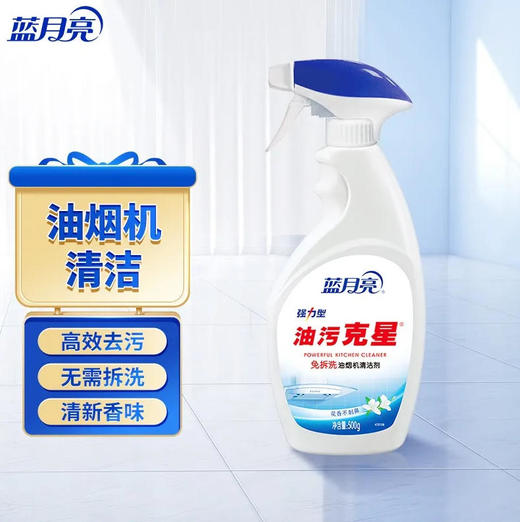 【清洁剂】蓝月亮 强力型油污克星免拆洗油烟机清洁剂(新旧款随机) 500g/瓶 商品图0
