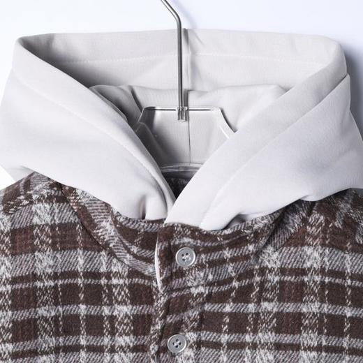 47176SDSA男士秋冬新款痞帅男装韩版拼接格纹纽扣连帽夹克外套百搭时尚 商品图2