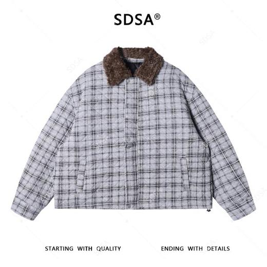 42763SDSA男士秋冬新款痞帅男装韩版宽松拼接格纹翻领夹克外套百搭时尚 商品图1