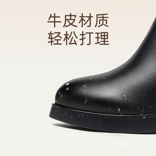 信诺真皮妈妈靴子中年女鞋气质粗跟短靴2025冬季新款加绒保暖棉鞋X5M153-256D 商品图8
