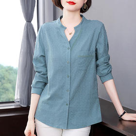 纯棉长袖衬衫女装春秋2026新款全棉女士衬衣中年妈妈品牌上衣外套