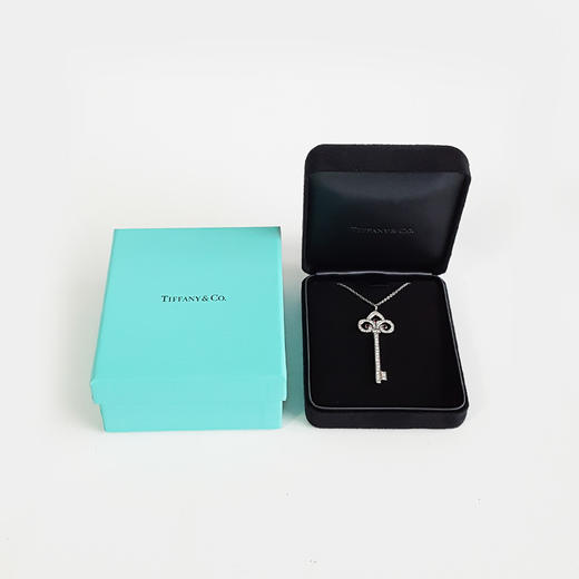 【95新】Tiffany & Co.蒂芙尼大号铂金满钻镶红宝石鸢尾花Fleur de Lis钥匙项链链长约46cm、吊坠长约4.85cm女士261025TJ05 商品图1