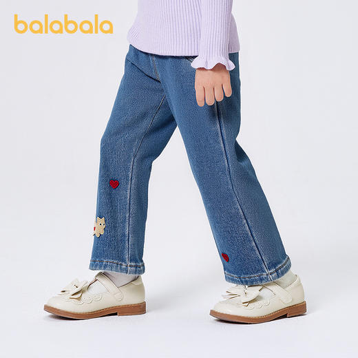 巴拉巴拉宝宝牛仔裤加绒女童微喇裤秋冬2025新款裤子 商品图2