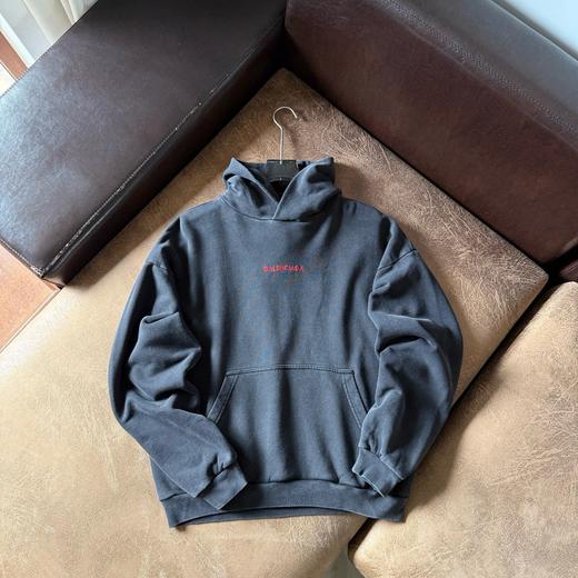 D110425红色字母连帽长袖落肩棉质卫衣男女同款 商品图6